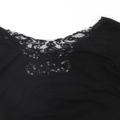 Womens UK Size 14 Joanna Hope Black Basic T-Shirt