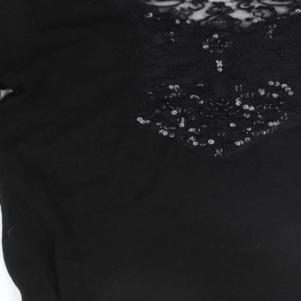 Womens UK Size 14 Joanna Hope Black Basic T-Shirt