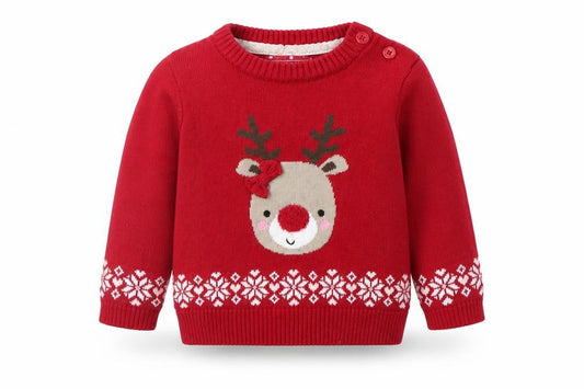 Primark Baby Red Geometric  Pullover Jumper Size 3-6 Months  - christams