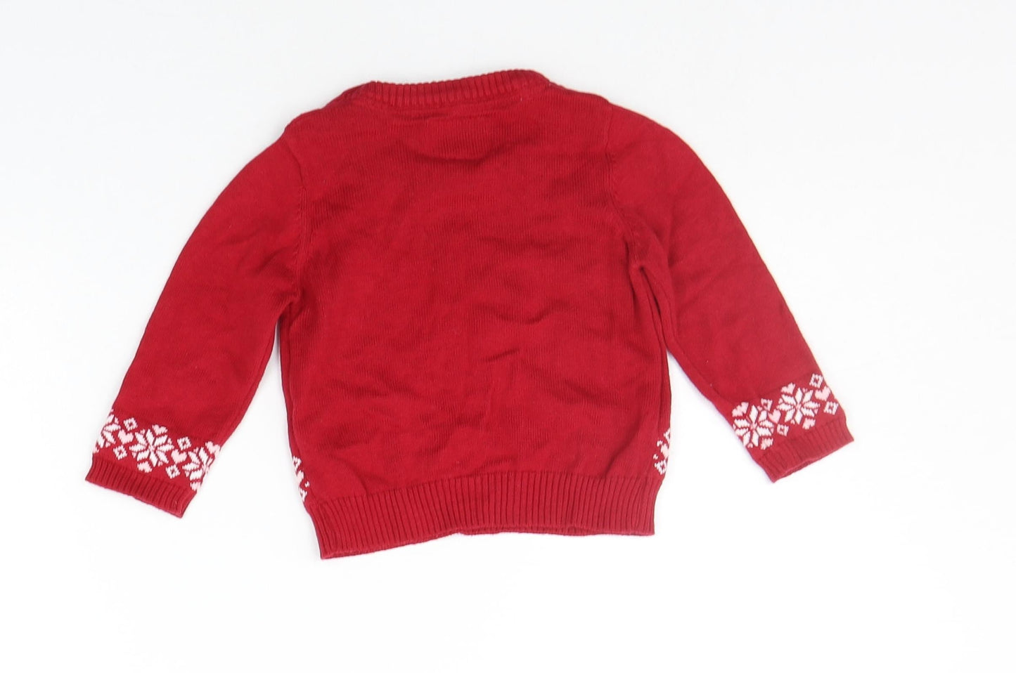 Primark Baby Red Geometric  Pullover Jumper Size 3-6 Months  - christams
