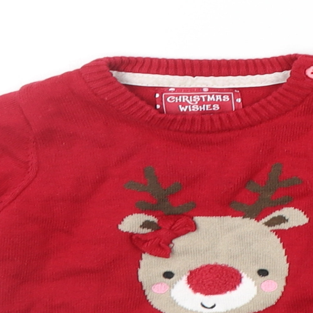 Primark Baby Red Geometric  Pullover Jumper Size 3-6 Months  - christams