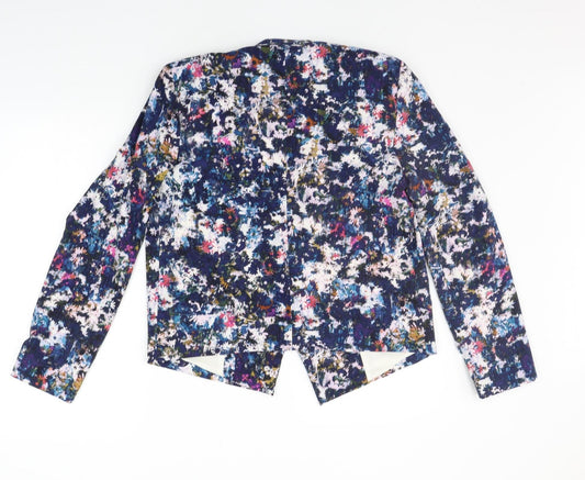 New Look Womens Blue Floral  Jacket Blazer Size 14