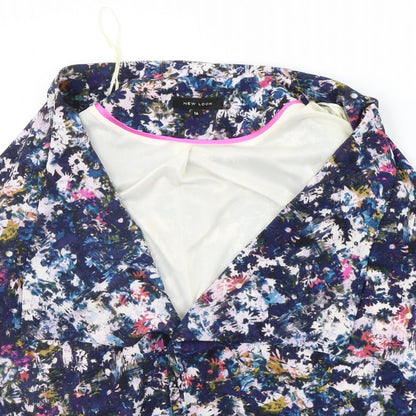 New Look Womens Blue Floral  Jacket Blazer Size 14