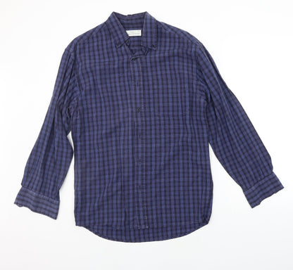 Mens UK Size S Marks and Spencer Blue  Button-Up Long Sleeve Casual Shirt