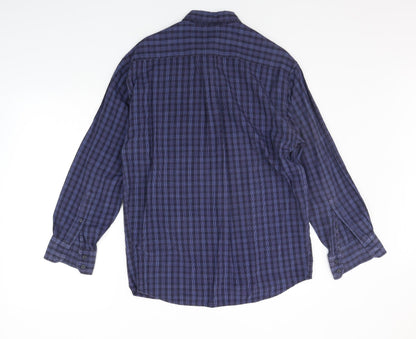 Mens UK Size S Marks and Spencer Blue  Button-Up Long Sleeve Casual Shirt