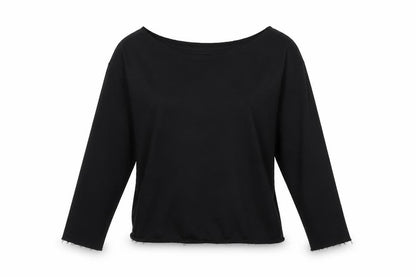 Front view of ASOS women’s black pullover sweatshirt, size UK 8