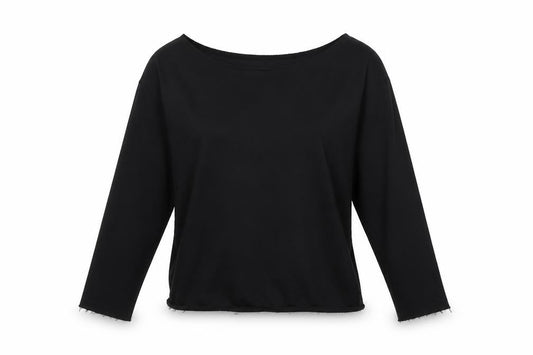 Front view of ASOS women’s black pullover sweatshirt, size UK 8