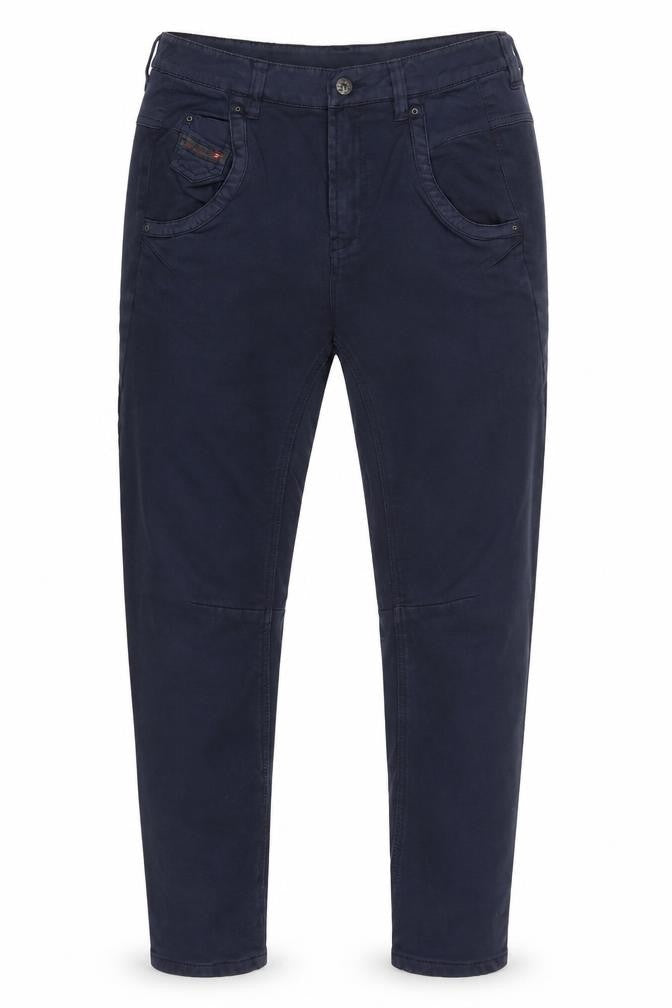 Front view of Dunlop men’s blue trousers, size 27, 24-inch leg