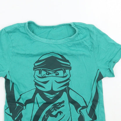 H&M Girls Green Geometric  Basic T-Shirt Size 9 Years