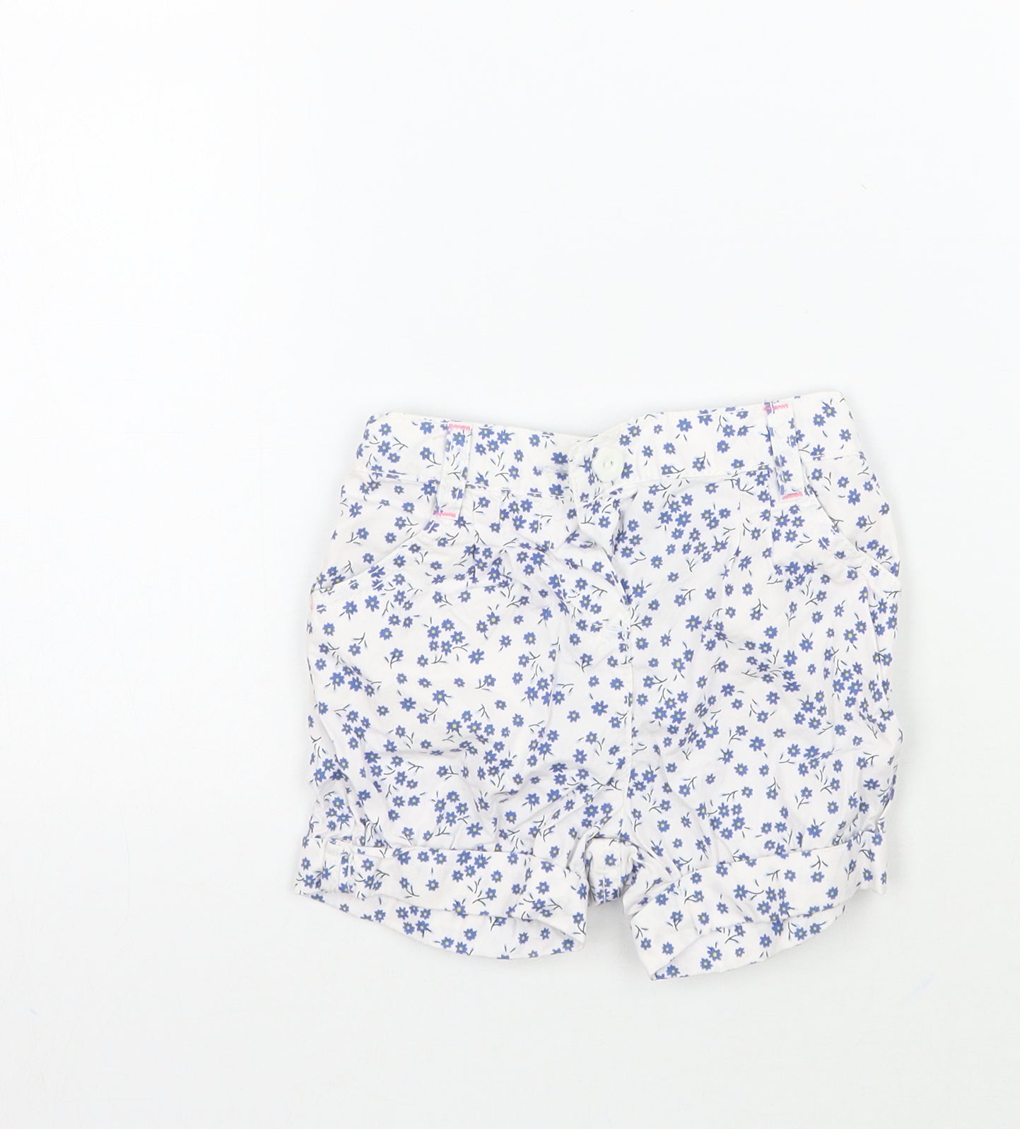 Mothercare Girls White Floral  Cropped Trousers Size 6-9 Months