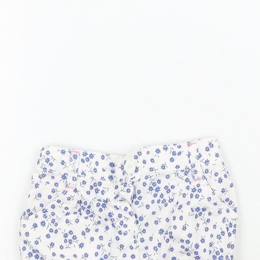 Mothercare Girls White Floral  Cropped Trousers Size 6-9 Months