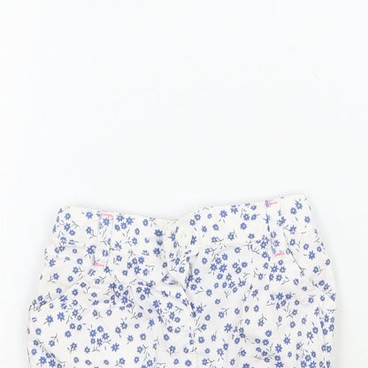 Mothercare Girls White Floral  Cropped Trousers Size 6-9 Months