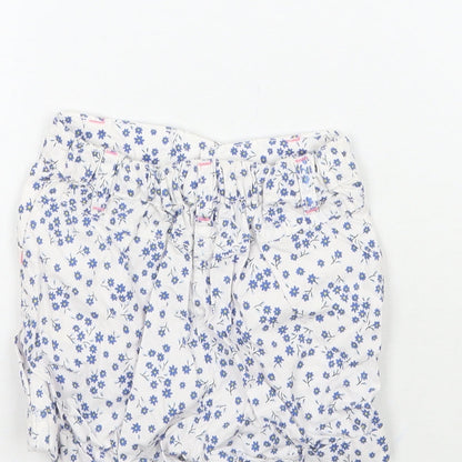 Mothercare Girls White Floral  Cropped Trousers Size 6-9 Months
