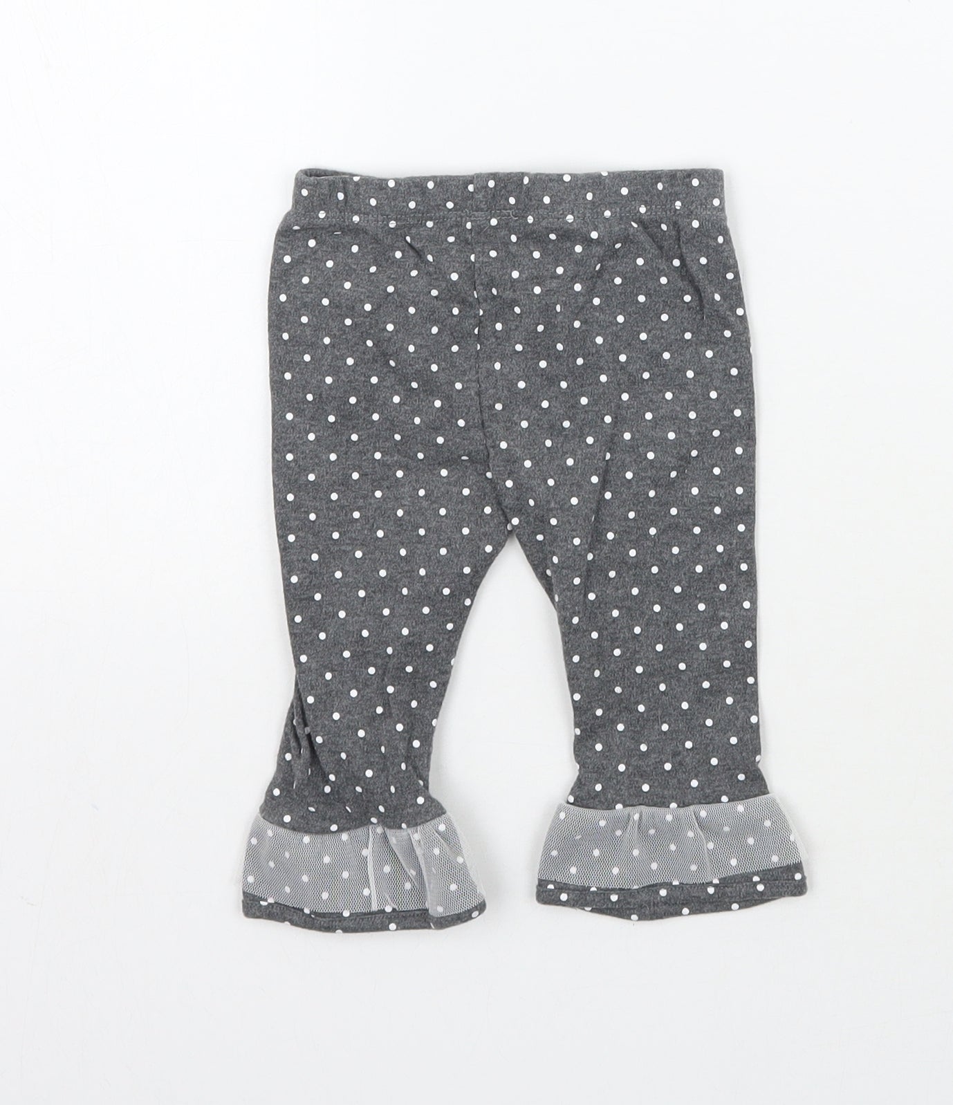 Preworn Girls Grey Polka Dot  Capri Trousers Size 6-9 Months