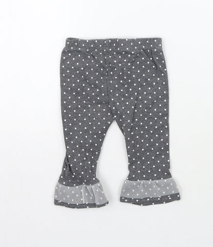 Preworn Girls Grey Polka Dot  Capri Trousers Size 6-9 Months