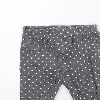 Preworn Girls Grey Polka Dot  Capri Trousers Size 6-9 Months