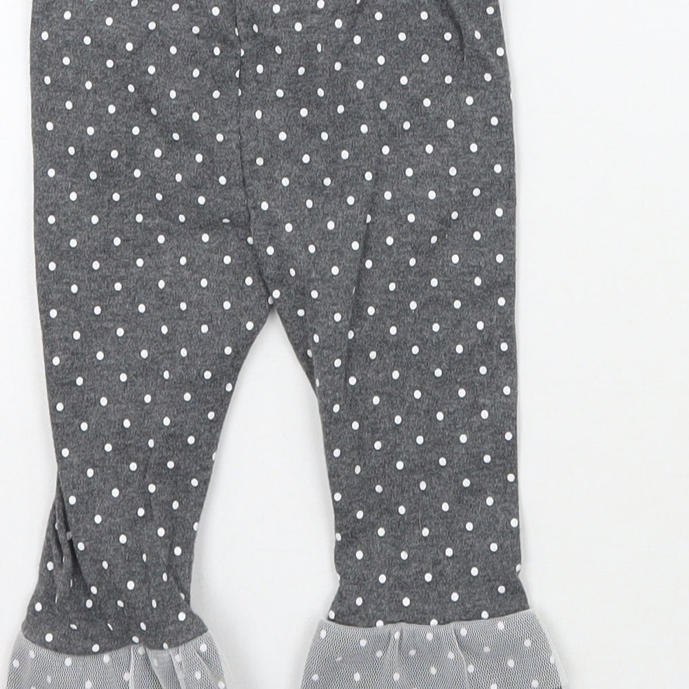 Preworn Girls Grey Polka Dot  Capri Trousers Size 6-9 Months