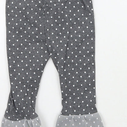 Preworn Girls Grey Polka Dot  Capri Trousers Size 6-9 Months