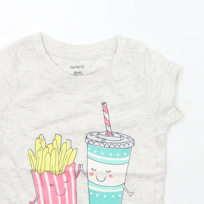 Carters Girls Grey   Basic T-Shirt Size 9-12 Months