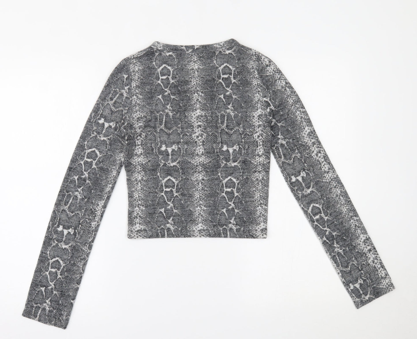 Womens UK Size S Zara Grey Cropped Blouse