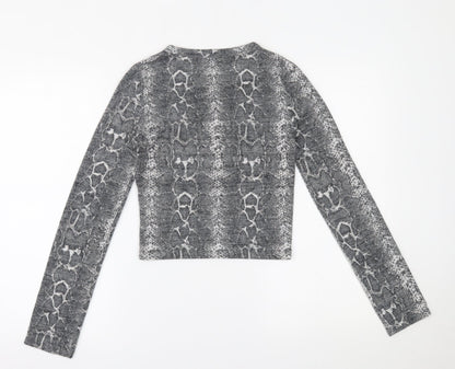 Womens UK Size S Zara Grey Cropped Blouse