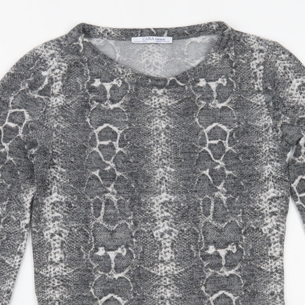 Womens UK Size S Zara Grey Cropped Blouse