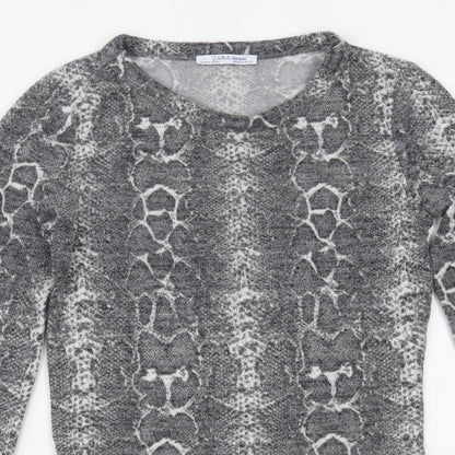 Womens UK Size S Zara Grey Cropped Blouse