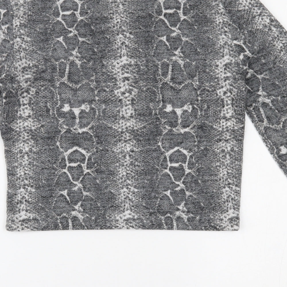 Womens UK Size S Zara Grey Cropped Blouse