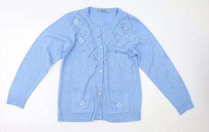 Womens UK Size M Akal Collection Blue Cardigan Jumper