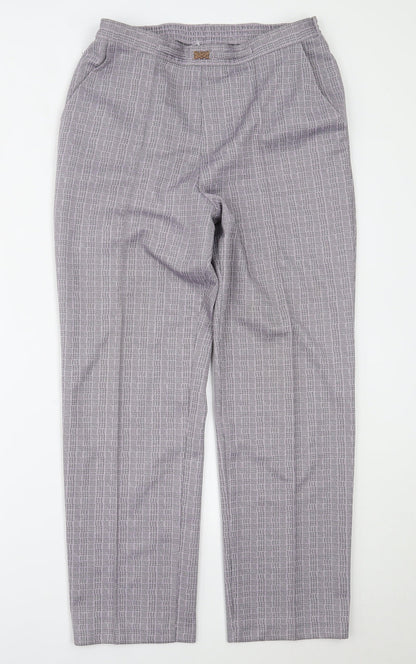 Marks and Spencer Mens Purple Houndstooth  Trousers  Size 16 L27 in
