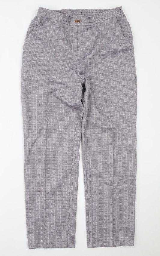 Marks and Spencer Mens Purple Houndstooth  Trousers  Size 16 L27 in