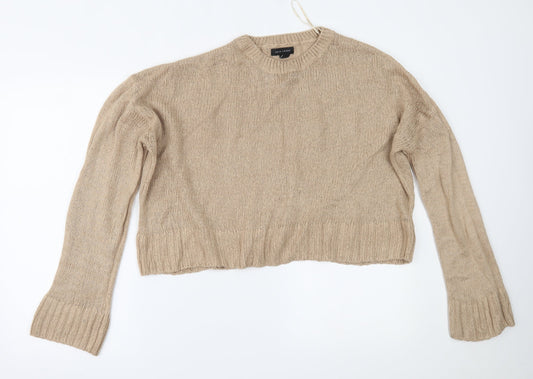 Womens UK Size L New Look Beige Cropped Blouse