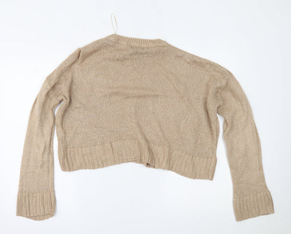 Womens UK Size L New Look Beige Cropped Blouse