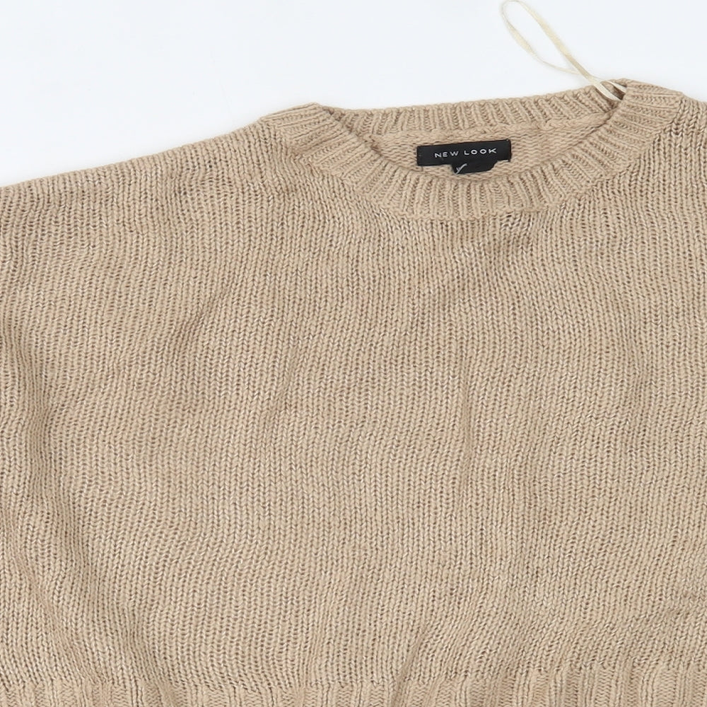 Womens UK Size L New Look Beige Cropped Blouse