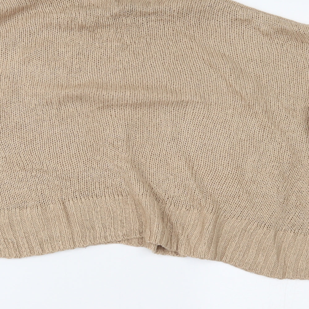 Womens UK Size L New Look Beige Cropped Blouse