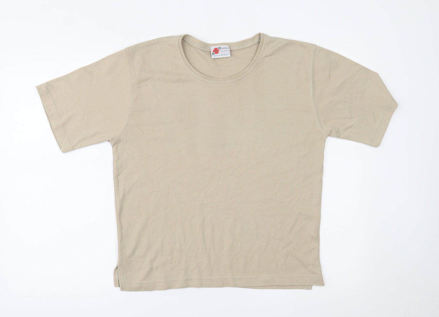 Womens UK Size 12 Poppy Beige Basic T-Shirt