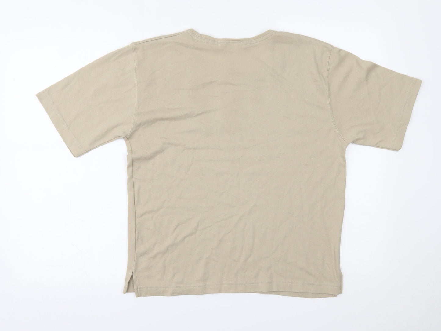 Womens UK Size 12 Poppy Beige Basic T-Shirt