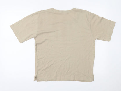 Womens UK Size 12 Poppy Beige Basic T-Shirt