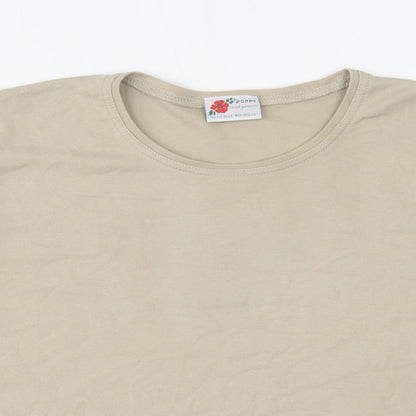 Womens UK Size 12 Poppy Beige Basic T-Shirt