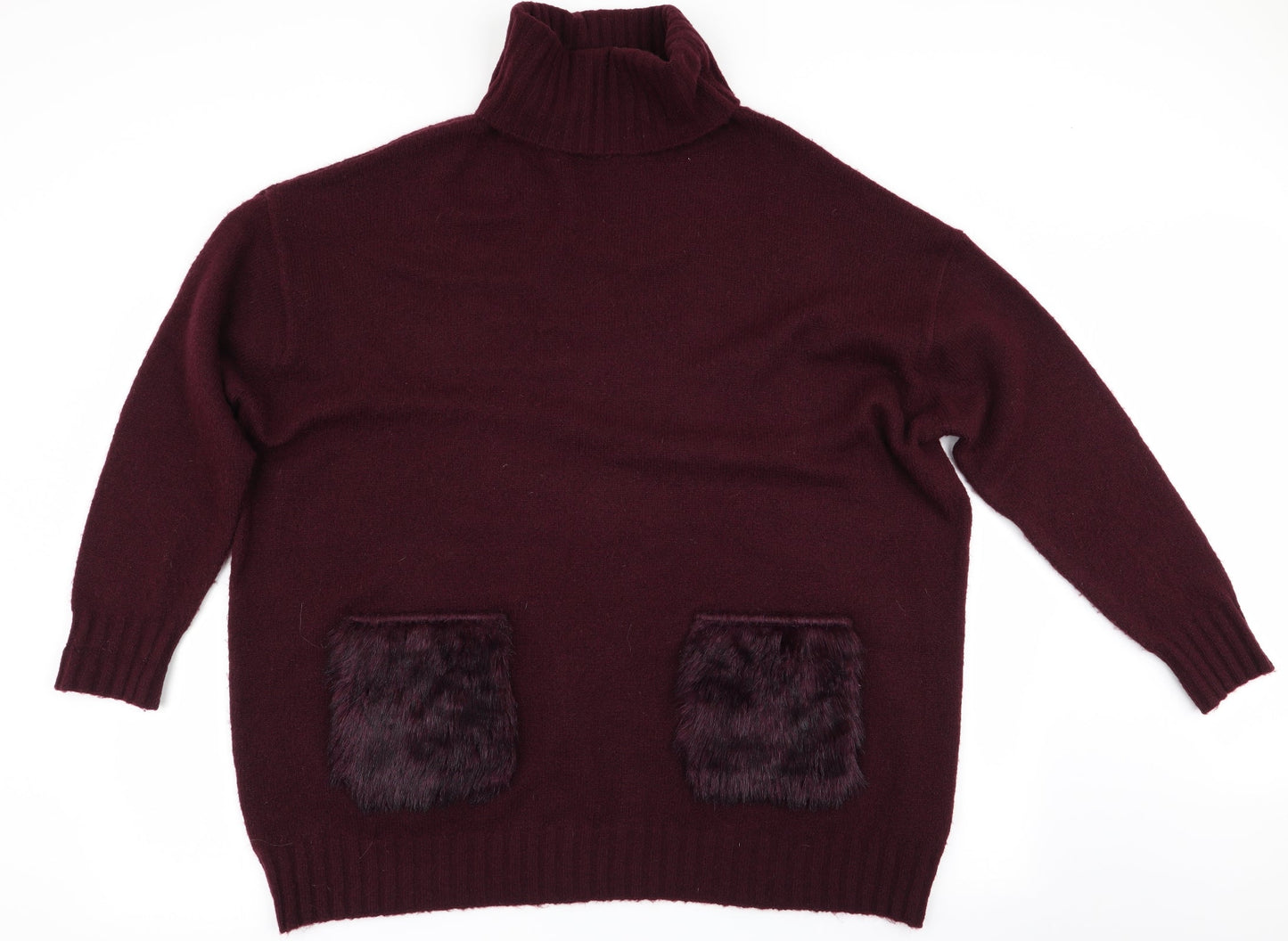 Primark Womens Brown   Pullover Jumper Size 12  - Faux Fur pockets