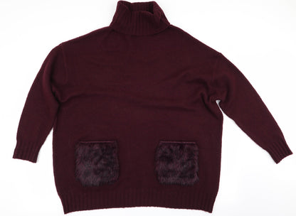 Primark Womens Brown   Pullover Jumper Size 12  - Faux Fur pockets