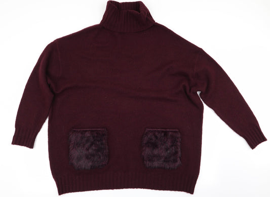 Primark Womens Brown   Pullover Jumper Size 12  - Faux Fur pockets