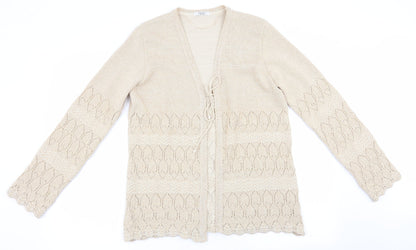 Classics by Berkertex Womens Gold Geometric  Cardigan Jumper Size 14  - Subtle glitter effect