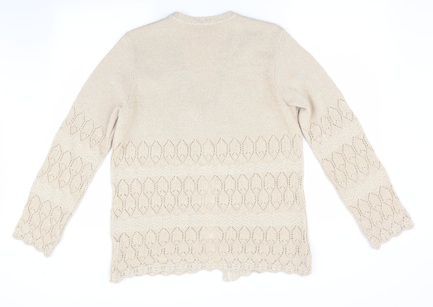 Classics by Berkertex Womens Gold Geometric  Cardigan Jumper Size 14  - Subtle glitter effect