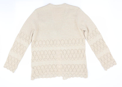 Classics by Berkertex Womens Gold Geometric  Cardigan Jumper Size 14  - Subtle glitter effect