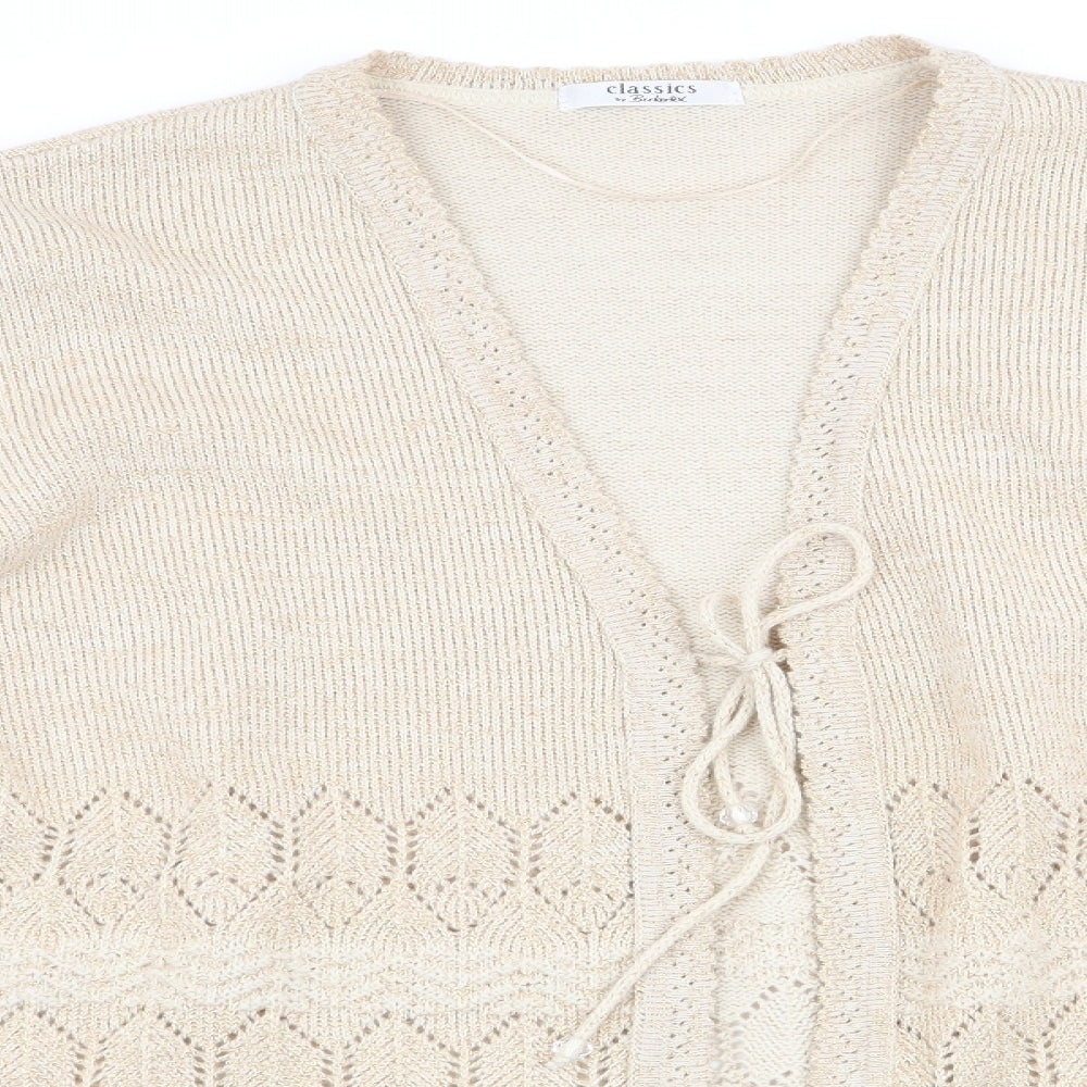 Classics by Berkertex Womens Gold Geometric  Cardigan Jumper Size 14  - Subtle glitter effect