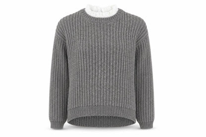 Front view of Matalan women’s grey jumper, size S, - faux collar