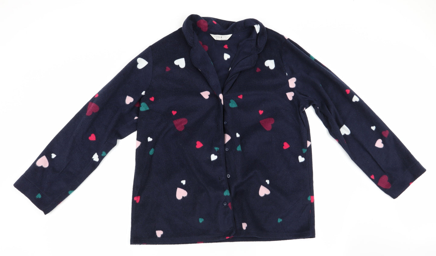 day dreams & duvet days Womens Blue Geometric   Pyjama Top Size M  - Heart Print