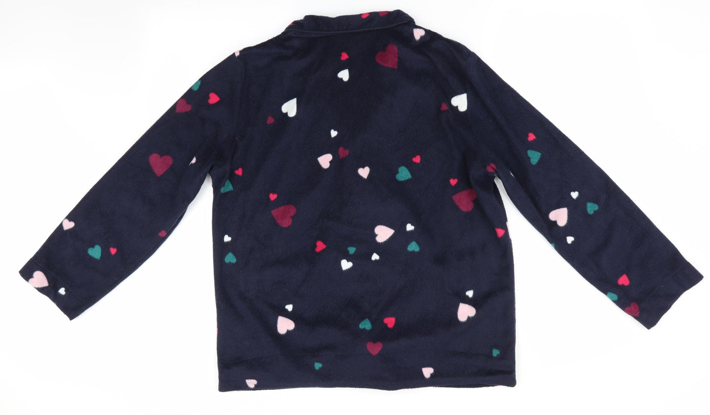 day dreams & duvet days Womens Blue Geometric   Pyjama Top Size M  - Heart Print