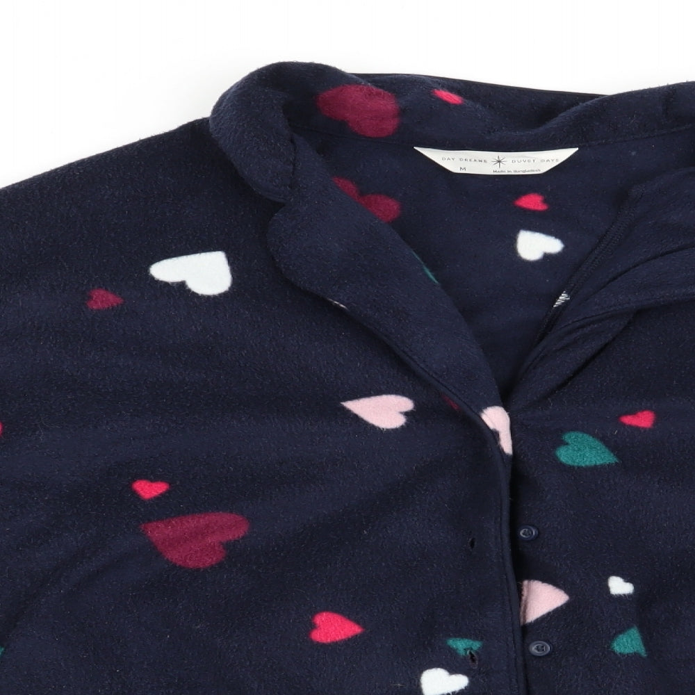 day dreams & duvet days Womens Blue Geometric   Pyjama Top Size M  - Heart Print